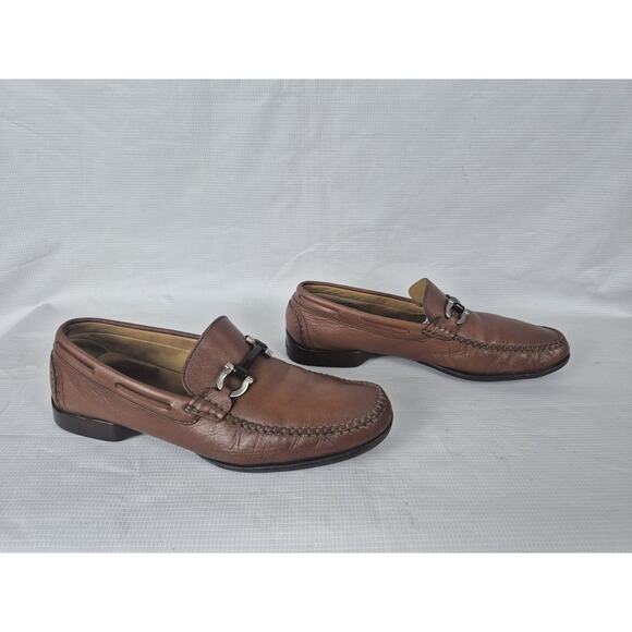 Salvatore Ferragamo Men’s Leather Loafers Brown Horsebit Size 8.5 Made Italy main image 13